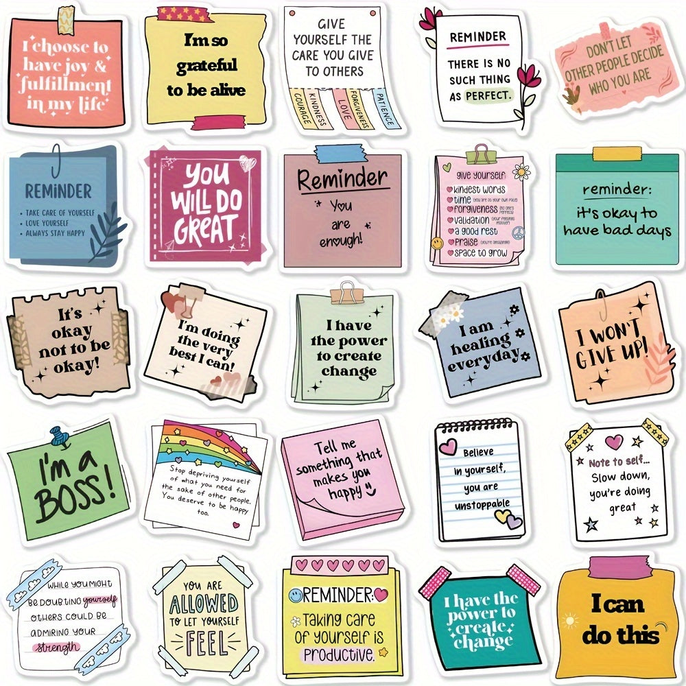 50-Pack Positive Quote Stickers